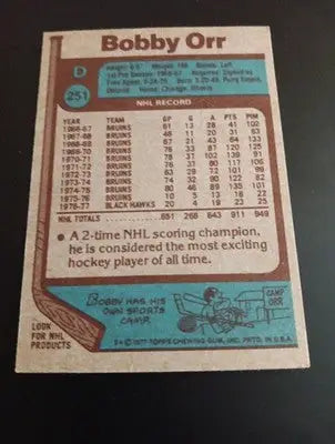 1977-78 Topps - Bobby Orr #251. Chicago Black Hawks. EX - Hockey Card Single