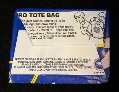Vintage Topps gum wrapper from 1977-78 Topps NBA Trading Cards empty card wrappers set
