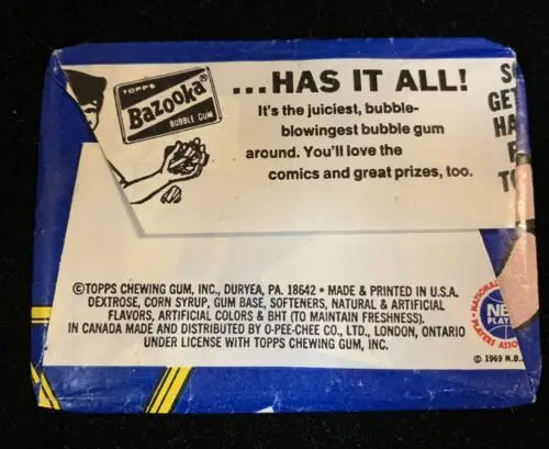 Vintage Bazooka bubble gum wrapper from 1977-78 Topps NBA Trading empty card lot