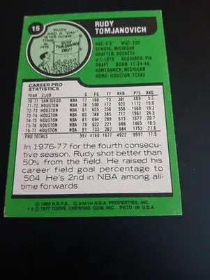 1977-78 Topps - Rudy Tomjanovich #15 White Back. Houston Rockets. EX - NRMT - Basketball Card Single