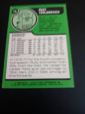 1977-78 Topps - Rudy Tomjanovich #15 White Back. Houston Rockets. EX - NRMT - Basketball Card Single