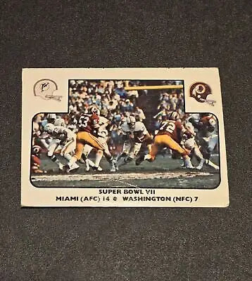 Super Bowl VII trading card from 1977 Fleer Team Action series highlighting Super Bowl Vii