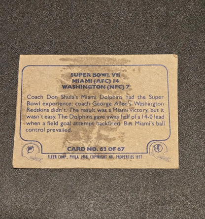 1977 Fleer Team Action #63 Super Bowl VII - Trading Card