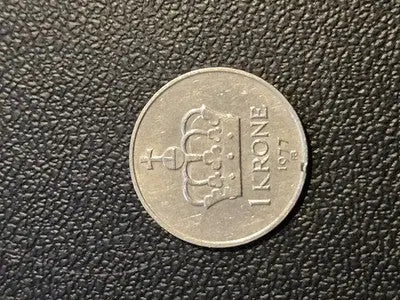 1977 Norway 1 Krone Coin - King Olav V - Coins & Currency