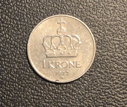 1977 Norway 1 krone KM# 419