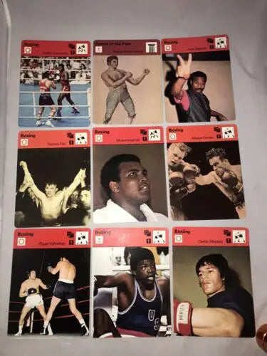 Sportscaster Boxing Lot featuring Muhammad Ali, Tommy Farr, and Marcel Cerdan cards