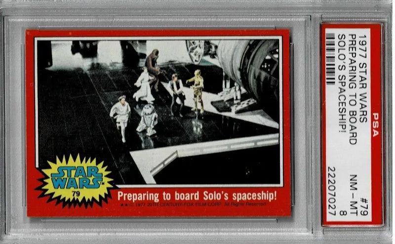 Graded Topps Star Wars Trading Card #79 Preparing to Board Solo’s Spaceship PSA 8
