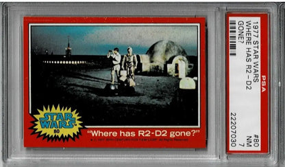 Graded Topps Star Wars Trading Card #80 Where Has R2-D2 Gone PSA 7 for collectors