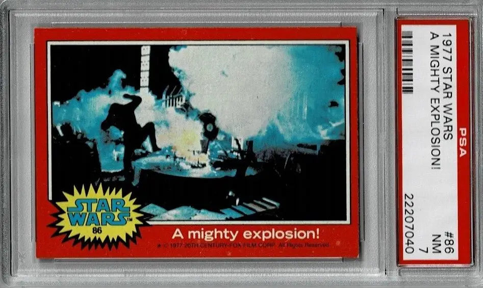 Graded Topps Star Wars trading card #86 A Mighty Explosion PSA 7 collectible item