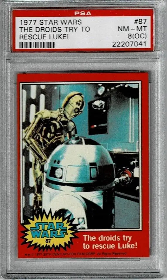 Graded 1977 Star Wars Topps trading card #87 The Droids Rescue Luke PSA 8 o/c