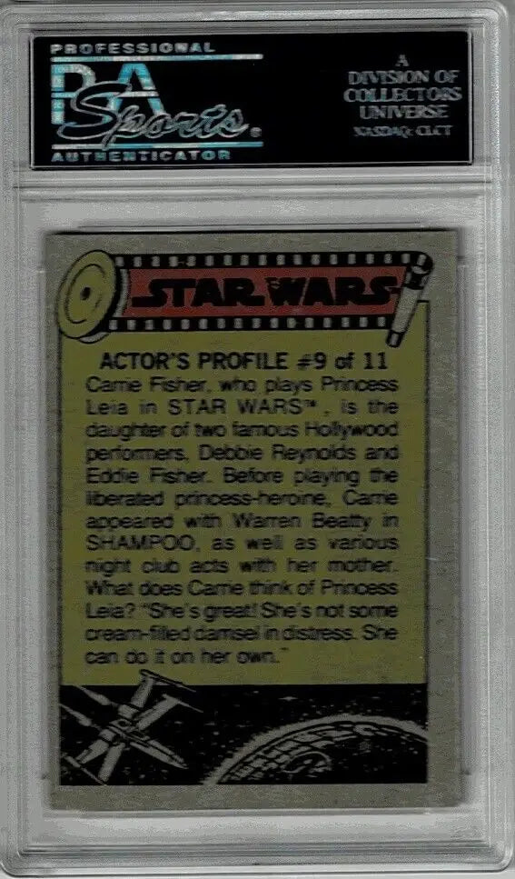Graded Topps Star Wars trading card of The Droids Rescue Luke, PSA 8 o/c