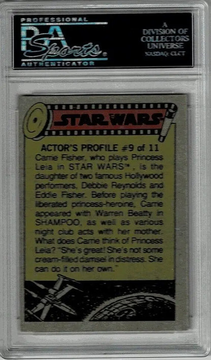 Graded Topps Star Wars trading card of The Droids Rescue Luke, PSA 8 o/c