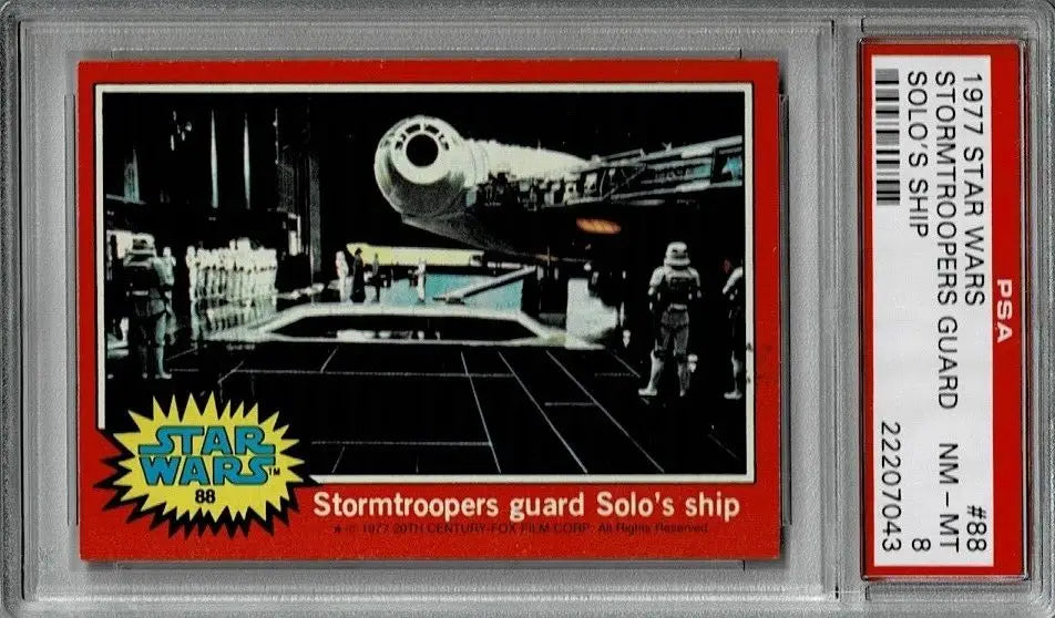 Graded Topps Star Wars Trading Card #88 featuring Stormtroopers guarding Solo’s ship