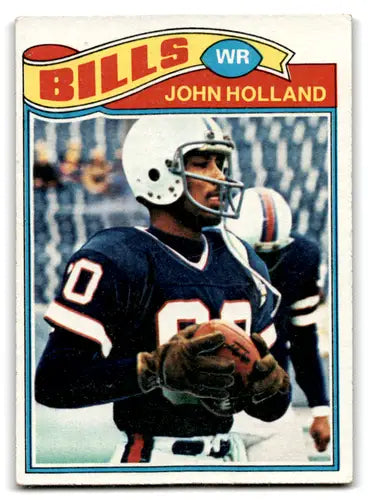 Original gloss John Holland football card from 1977 Topps Bills in excellent condition