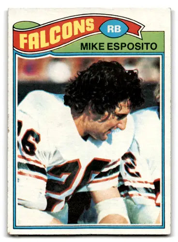 Vintage football card featuring Mike Esposito with original gloss from 1977 Topps Excellent Falcons