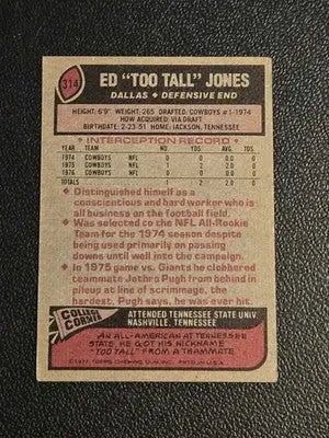 1977 Topps #314 Ed ’Too Tall’ Jones - Football Card Single