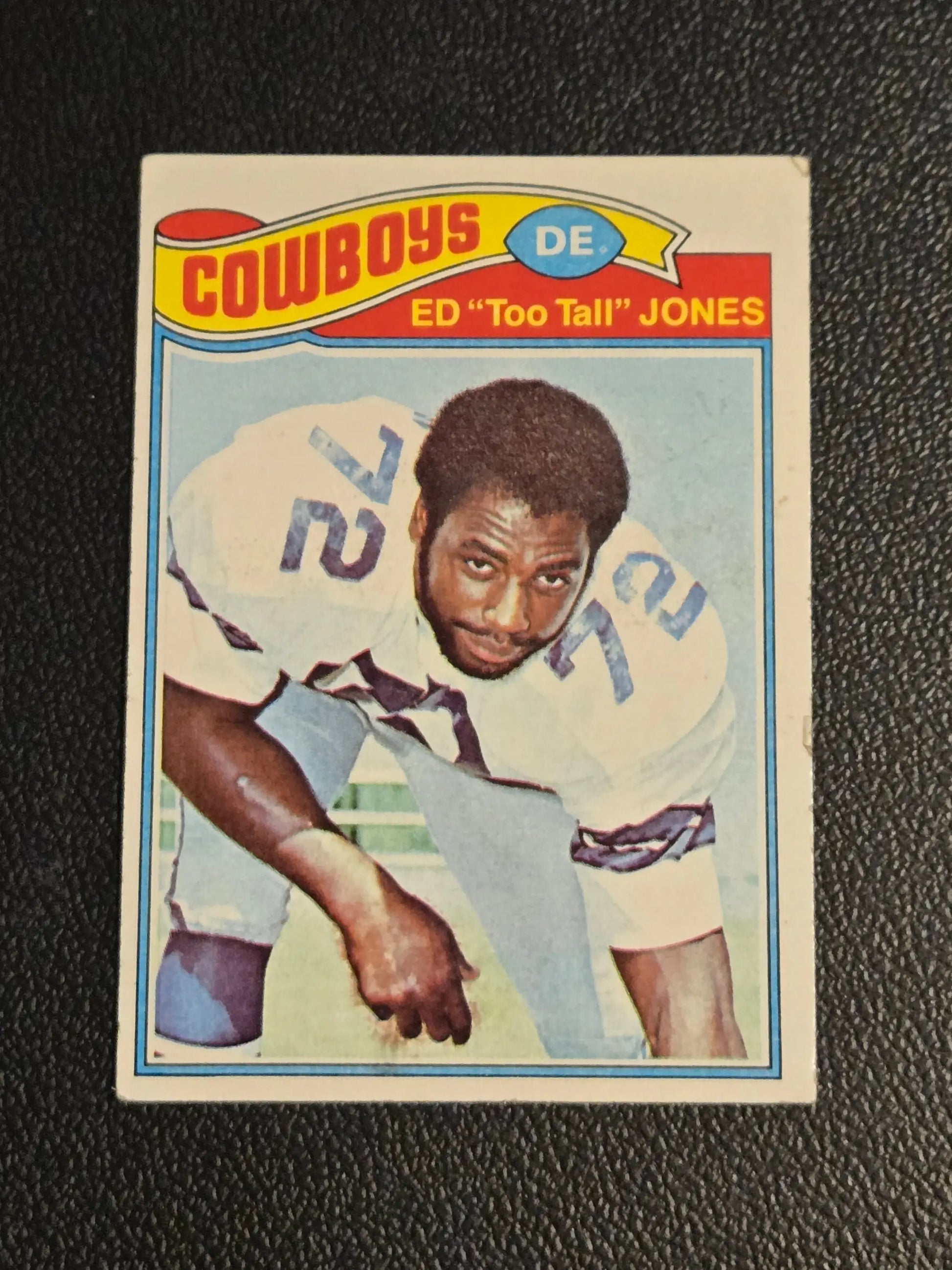 Vintage Dallas Cowboys Ed Too Tall Jones football card from 1977 Topps #314