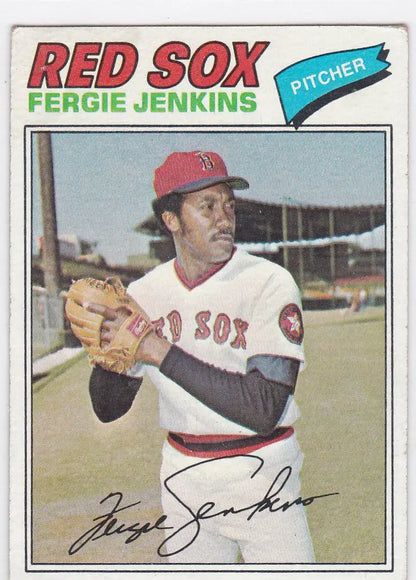 Baseball card of Fergie Jenkins in Boston Red Sox uniform, 1977 Topps #430