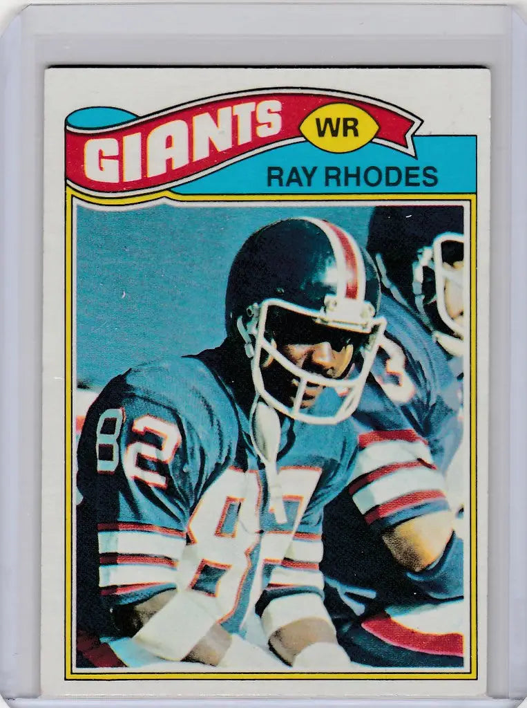Vintage football trading card of Ray Rhodes, New York Giants NRMT collectible