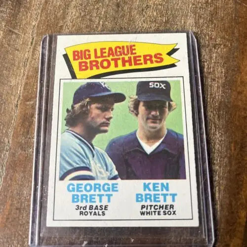Big League Brothers baseball card featuring 1977 Topps George and Ken Brett