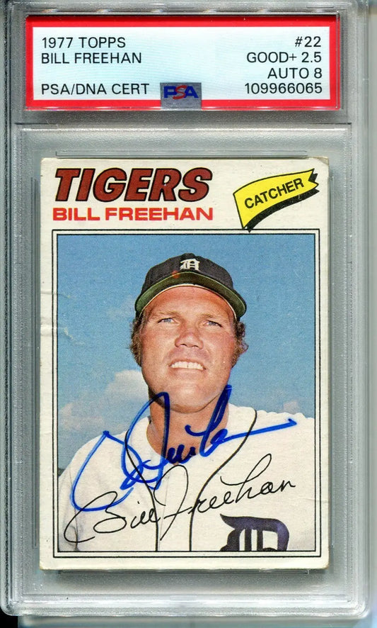 1977 Topps Bill Freehan #22 Signed Authentic Detroit Tigers PSA 2.5 DNA 8 Auto - Baseball Card Single
