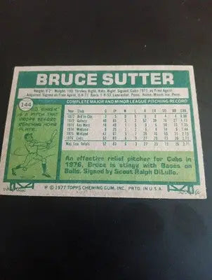 1977 Topps - Bruce Sutter #144 (RC). Chicago Cubs. EX - Baseball Card Single