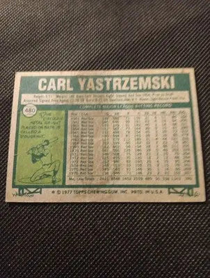 1977 Topps - Carl Yastrzemski #480. Red Sox. smudge on back. VG+ - Baseball Card Single
