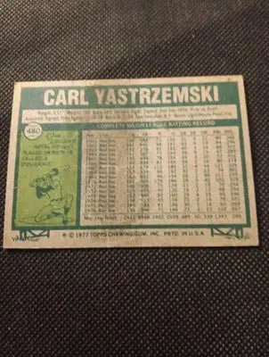 1977 Topps - Carl Yastrzemski #480. Red Sox. smudge on back. VG+ - Baseball Card Single