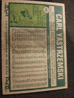 1977 Topps - Carl Yastrzemski #480. Red Sox. smudge on back. VG+ - Baseball Card Single