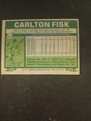 1977 Topps - Carlton Fisk #640. Boston Red Sox. EX+ - NRMT