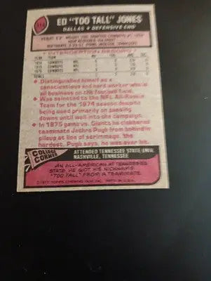 1977 Topps - Ed ’Too Tall’ Jones #314. Dallas Cowboys. EX - EX+