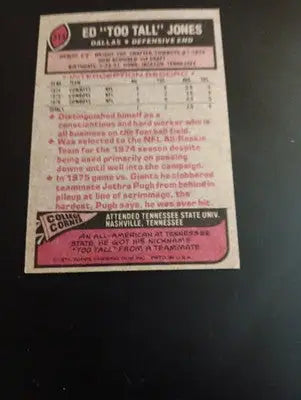 1977 Topps - Ed ’Too Tall’ Jones #314. Dallas Cowboys. EX - EX+