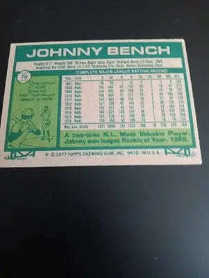 1977 Topps - Johnny Bench #70. NL All Stars. Reds. NRMT+ - Baseball Card Single