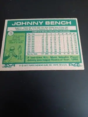 1977 Topps - Johnny Bench #70. NL All Stars. Reds. NRMT+ - Baseball Card Single