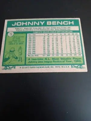 1977 Topps - Johnny Bench #70. NL All Stars. Reds. NRMT+ - Baseball Card Single