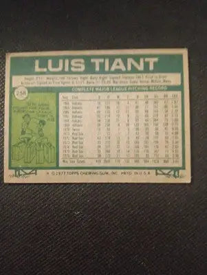 1977 Topps - Luis Tiant #258. Boston Red Sox. EX - EX+