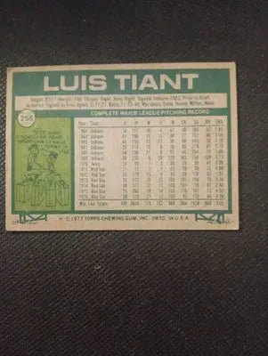1977 Topps - Luis Tiant #258. Boston Red Sox. EX - EX+