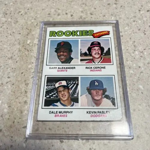 1977 Topps Rookie Catchers card featuring Dale Murphy, Rick Cerone, Gary Alexander RC
