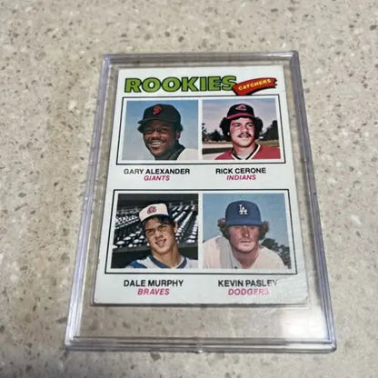 1977 Topps Rookie Catchers card featuring Dale Murphy, Rick Cerone, Gary Alexander RC