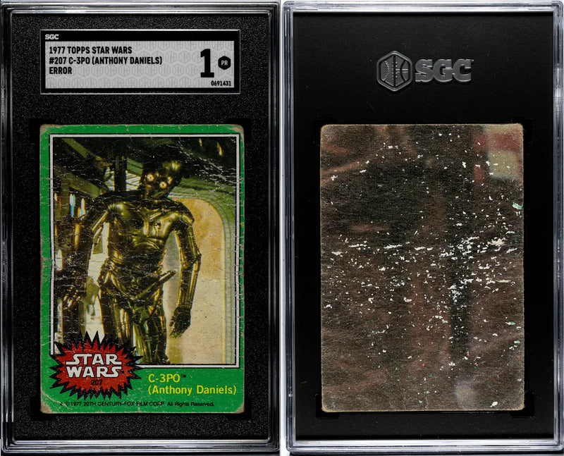 1977 TOPPS STAR WARS ANTHONY DANIELS C-3PO GOLDEN ROD ERROR CARD #207 SGC 1 - Star Wars Card Single