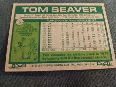 1977 Topps - Tom Seaver #150. NY Mets. EX - Baseball Card Single
