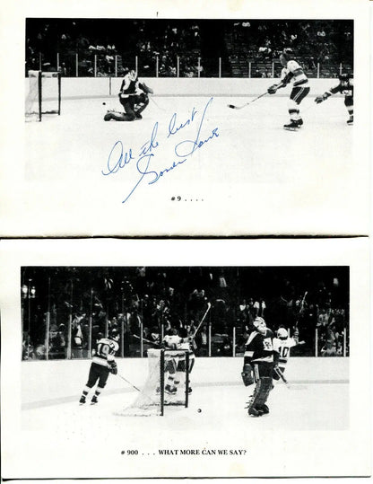 Signed hockey action photos from the 1977 Houston Aeros Booster Banquet Program