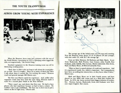 Vintage 1977 WHA Houston Aeros Booster Banquet Program featuring Gordie Howe and Lund Preston