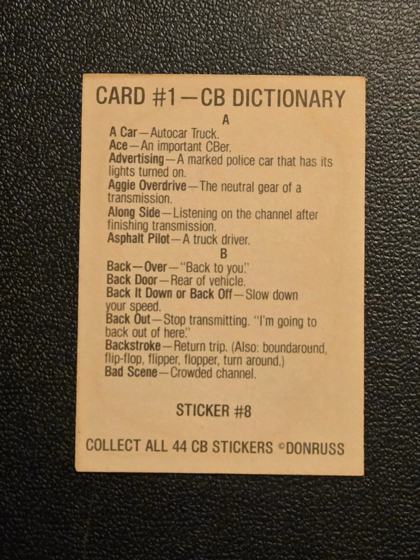 1978 Donruss CB Convoy Code Stickers #8 Smokey On Four Legs - Other