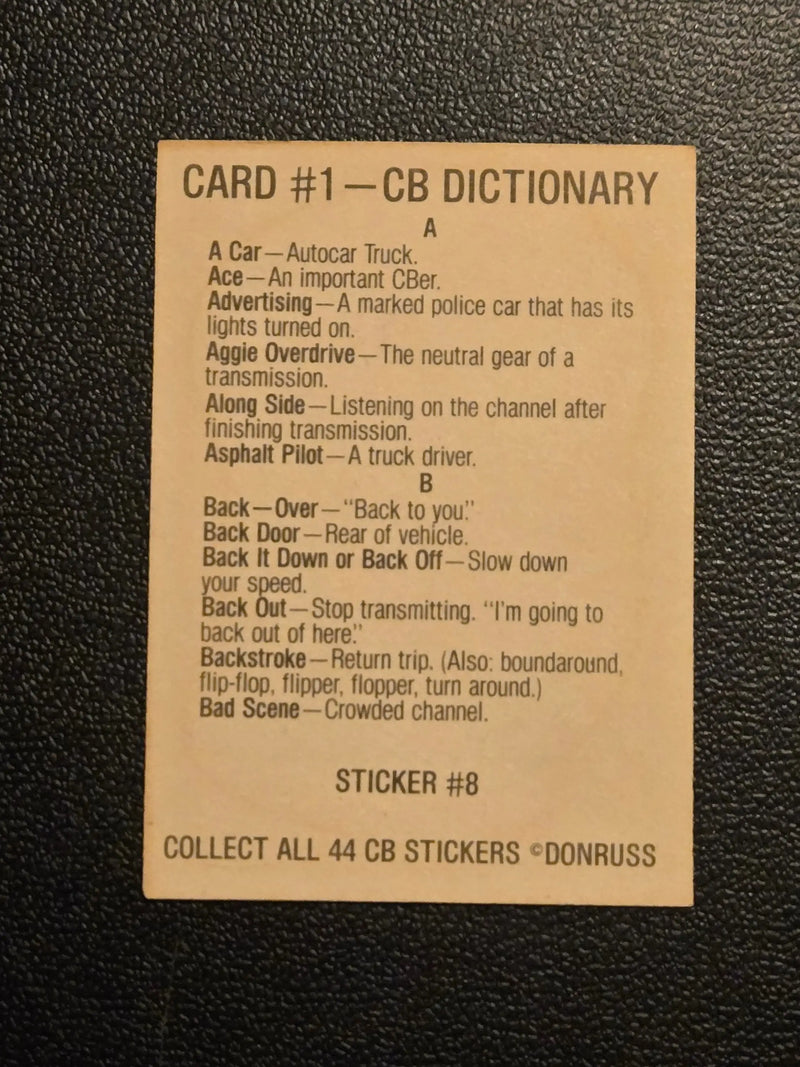 1978 Donruss CB Convoy Code Stickers #8 Smokey On Four Legs - Other