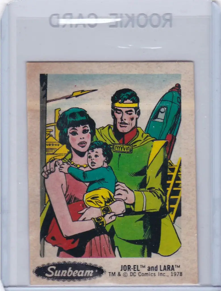 Vintage Sunbeam DC Stickers trading card showcasing a family in a futuristic setting