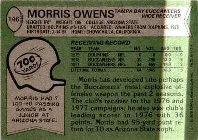 1978 Topps #146 Morris Owens - Football Card Single