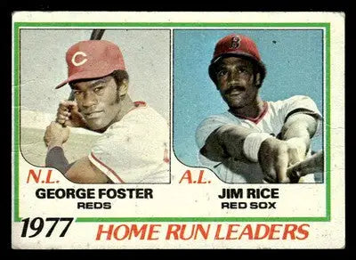 1978 Topps #202 1977 Home Run Leaders (George Foster / Jim Rice) - Baseball Card Single