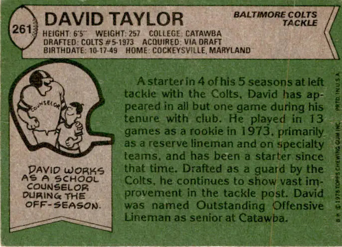 1978 Topps #261 David Taylor - Football Card Single