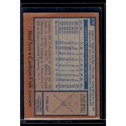 1978 Topps #270 Carlton Fisk EX Boston Red Sox Baseball Card